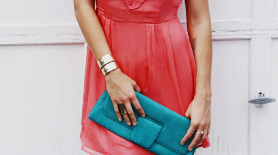 accessorize what to wear with a coral dress to a wedding